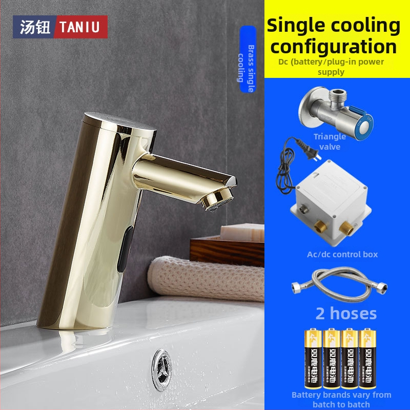 Indukciós szenzoros mosdócsap meleg- és hideg vízhez, réz testtel, egycsöves csatlakozás, G1/2