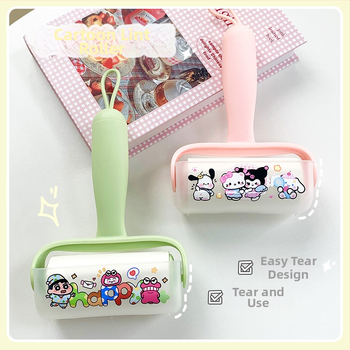 Lint roller na oblečenie s výmeniteľnými papiermi – odstraňuje vlasy a prach; materiály: PP, PET, silikagél, horúci lepidlo; štýl: animovaný; uvedenie: jar 2025