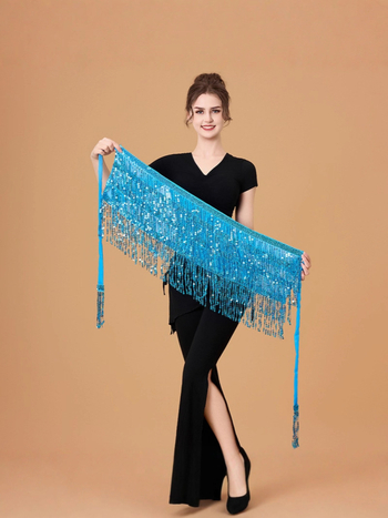 Pojas za ples trbuha s resama i šljokicama, šifon pojas, ručno hekano, elegantan stil