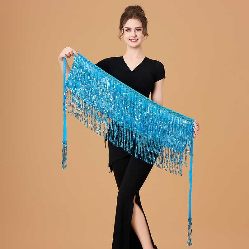 Pojas za ples trbuha s resama i šljokicama, šifon pojas, ručno hekano, elegantan stil