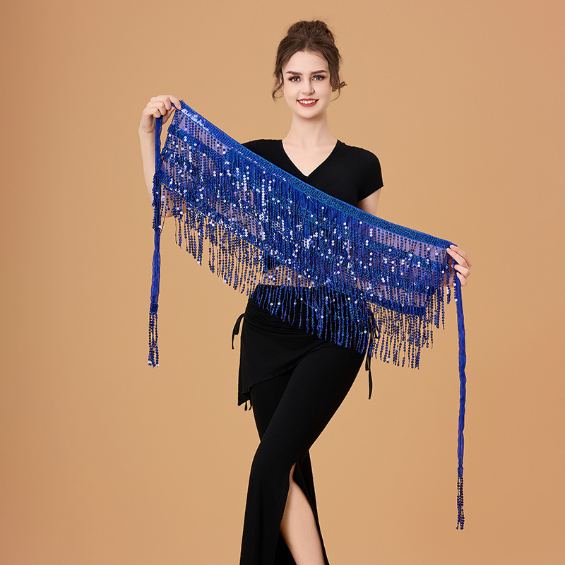 Pojas za ples trbuha s resama i šljokicama, šifon pojas, ručno hekano, elegantan stil