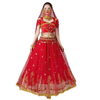 MRJWOH Костюм за танц на корема, екзотичен стил, дълга пола, полиестер, за дами