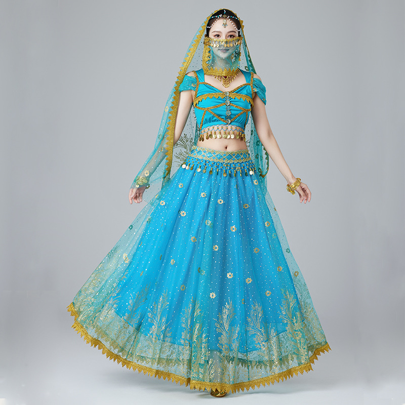 MRJWOH Костюм за танц на корема, екзотичен стил, дълга пола, полиестер, за дами