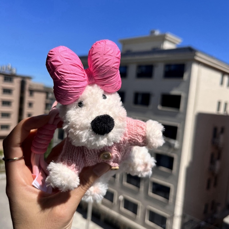 Kulcstartó plüss West Highland karikatúra stílusú kiskutya (plüss, karikatúra stílus, West Highland)