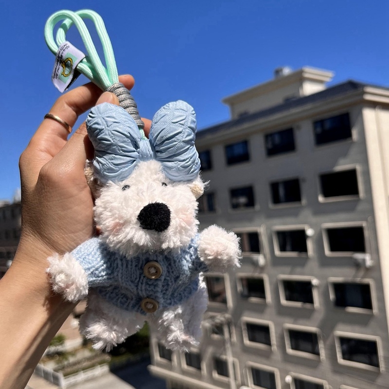 Kulcstartó plüss West Highland karikatúra stílusú kiskutya (plüss, karikatúra stílus, West Highland)