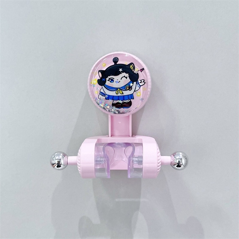 Gyerekeknek készült zuhanytartó szívófejes kivitel, mozgatható konzol, fúrás nélküli telepítés, strapabíró fürdőszobai rögzítés, virágos dizájn