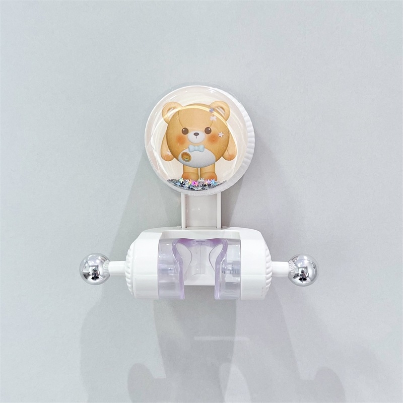 Gyerekeknek készült zuhanytartó szívófejes kivitel, mozgatható konzol, fúrás nélküli telepítés, strapabíró fürdőszobai rögzítés, virágos dizájn