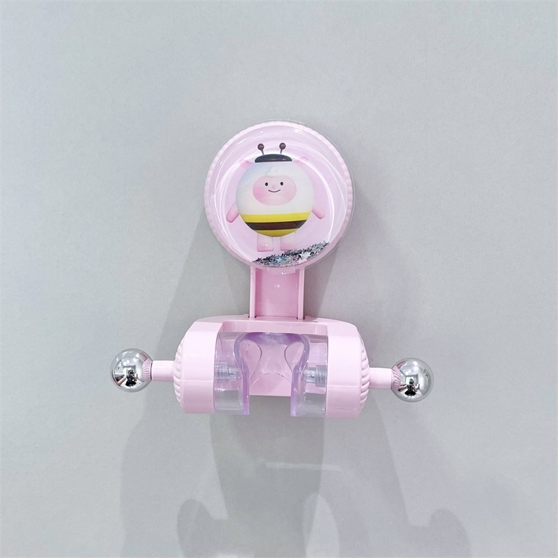 Gyerekeknek készült zuhanytartó szívófejes kivitel, mozgatható konzol, fúrás nélküli telepítés, strapabíró fürdőszobai rögzítés, virágos dizájn