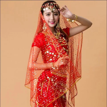 Bandă pentru cap din plasă pentru belly dance – accesorii de cap unisex, stil etnic, cu ciucuri