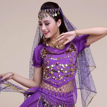 Bandă pentru cap din plasă pentru belly dance – accesorii de cap unisex, stil etnic, cu ciucuri