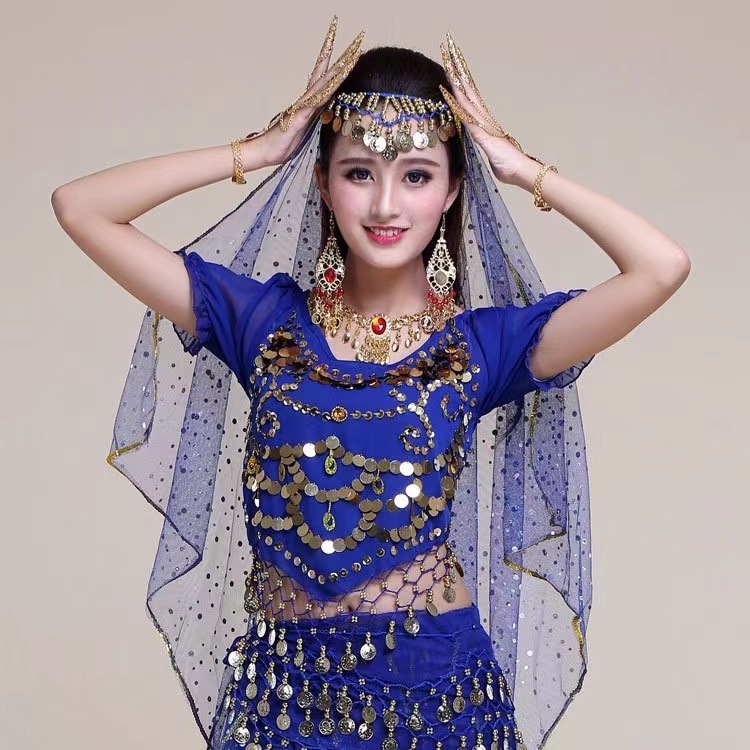Bandă pentru cap din plasă pentru belly dance – accesorii de cap unisex, stil etnic, cu ciucuri
