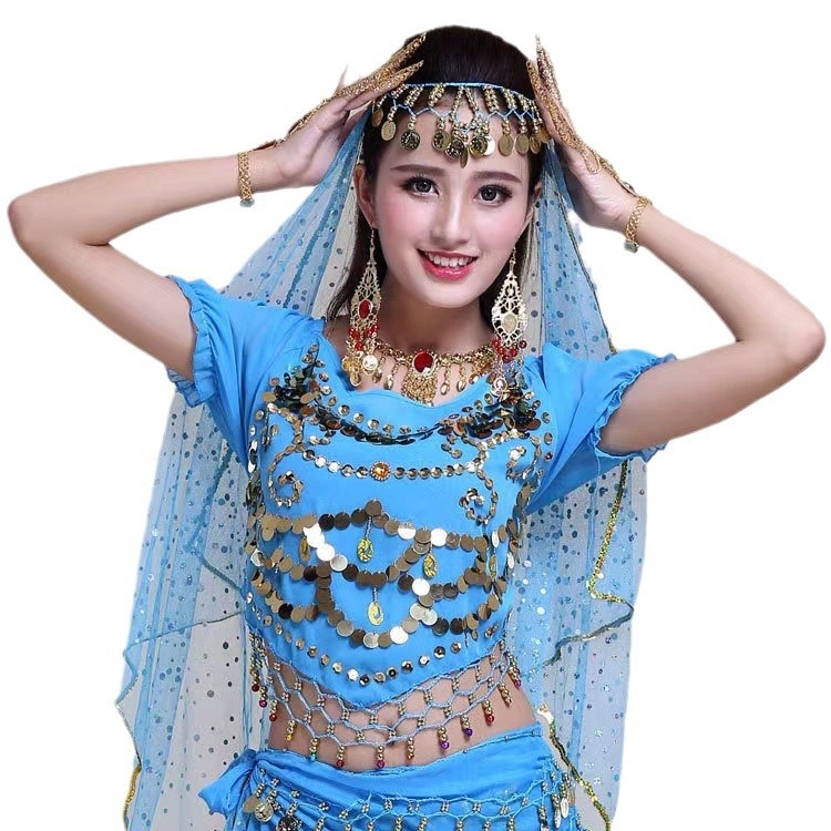 Bandă pentru cap din plasă pentru belly dance – accesorii de cap unisex, stil etnic, cu ciucuri