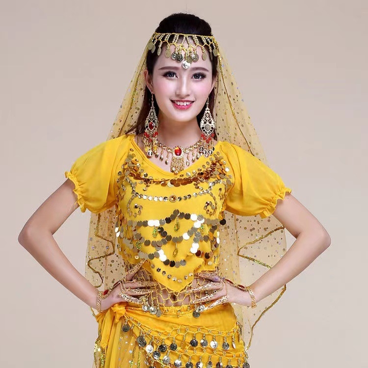 Bandă pentru cap din plasă pentru belly dance – accesorii de cap unisex, stil etnic, cu ciucuri