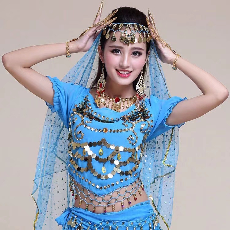 Bandă pentru cap din plasă pentru belly dance – accesorii de cap unisex, stil etnic, cu ciucuri