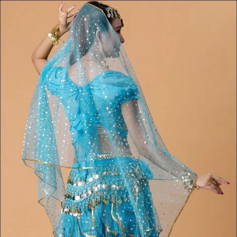 Bandă pentru cap din plasă pentru belly dance – accesorii de cap unisex, stil etnic, cu ciucuri