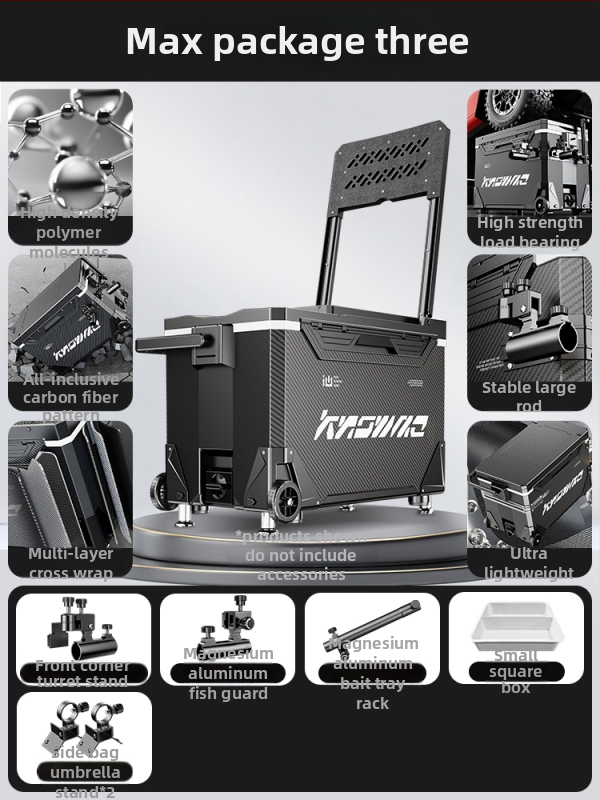 Rybárska krabica – kompletná sada, multifunkčná s kolieskami, PP materiál, objem <9 L