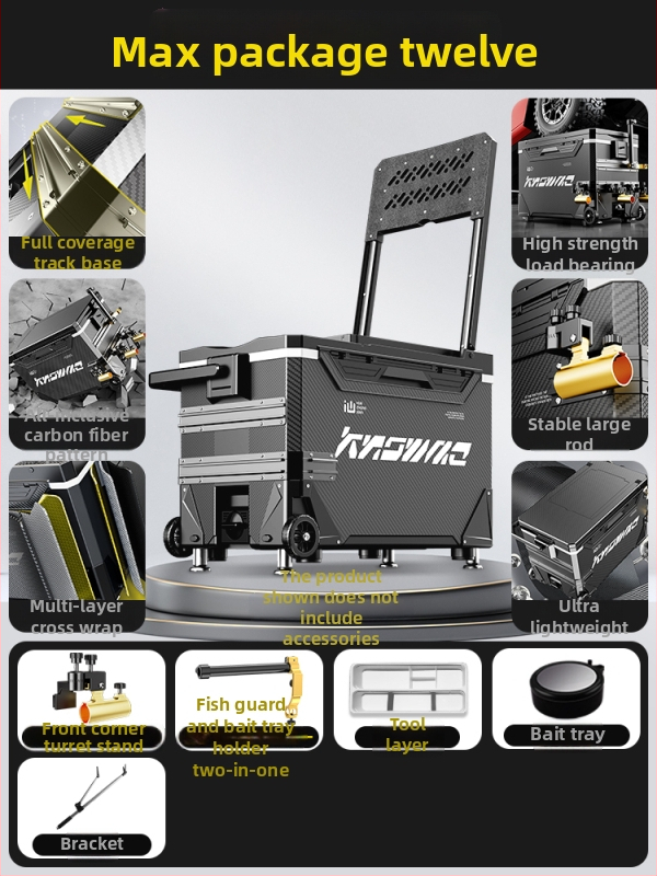 Rybárska krabica – kompletná sada, multifunkčná s kolieskami, PP materiál, objem <9 L