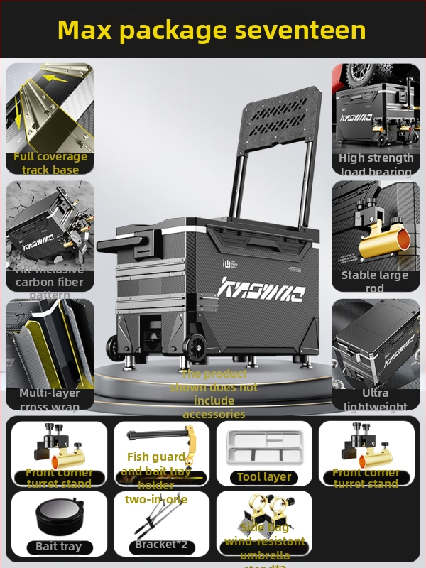 Rybárska krabica – kompletná sada, multifunkčná s kolieskami, PP materiál, objem <9 L