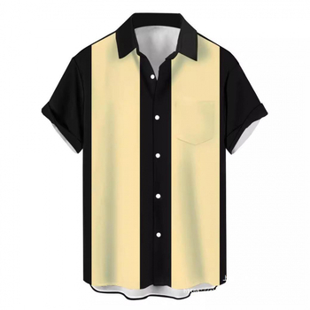 3D nyomtatott virágos ing, reveres gallérral, rövid ujjú, poliészter anyag, karcsú szabás