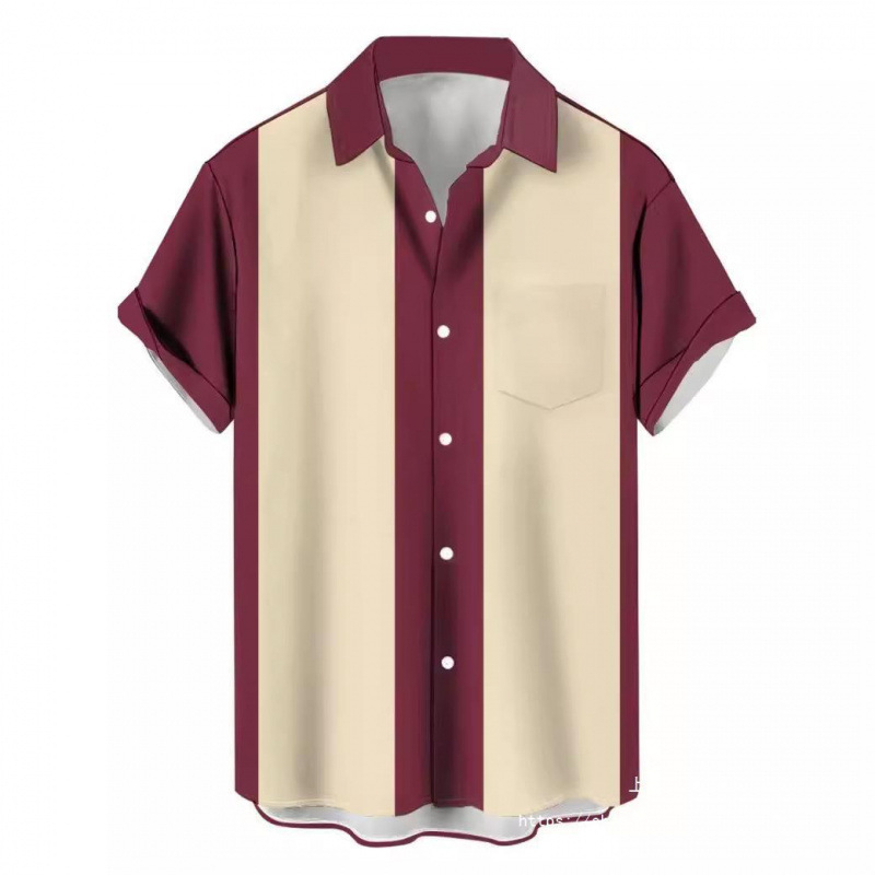 3D nyomtatott virágos ing, reveres gallérral, rövid ujjú, poliészter anyag, karcsú szabás