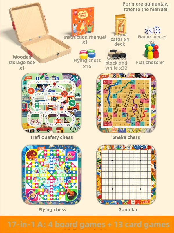 Drvena višefunkcionalna društvena igra: šah, dama i Ludo na jednoj ploči – materijal: drvo; kategorija: društvena igra; dobna skupina: 4–6, 7–14, 15–35; pakiranje: šarena kutija