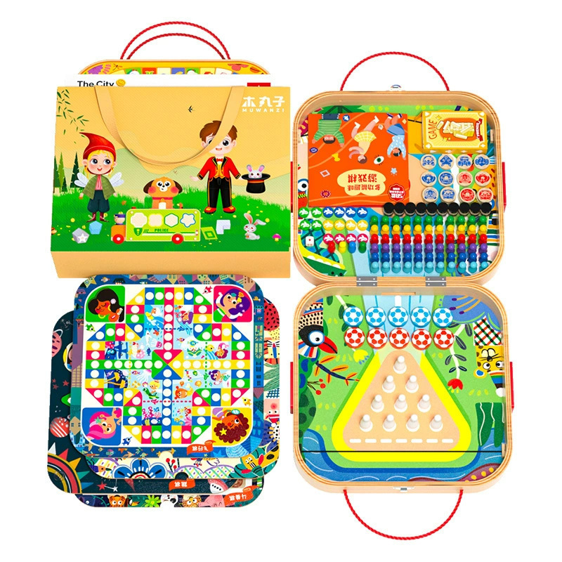 Drvena višefunkcionalna društvena igra: šah, dama i Ludo na jednoj ploči – materijal: drvo; kategorija: društvena igra; dobna skupina: 4–6, 7–14, 15–35; pakiranje: šarena kutija