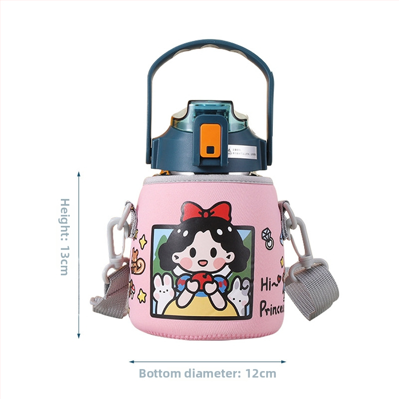 Obal na pohár s karikatúrnym dizajnom a diagonálnym popruhom, textilný materiál, tlač loga, možnosť prispôsobenia, Gold wheel prémiová kvalita, balenie 7x18x29 cm