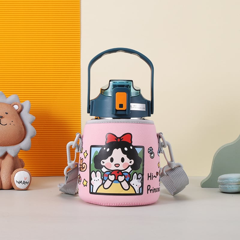 Navlaka za čašu s karikaturnim dizajnom i dijagonalnom naramenicom, platno, tisak logotipa, mogućnost prilagodbe, Gold wheel premium kvaliteta, pakiranje 7x18x29 cm