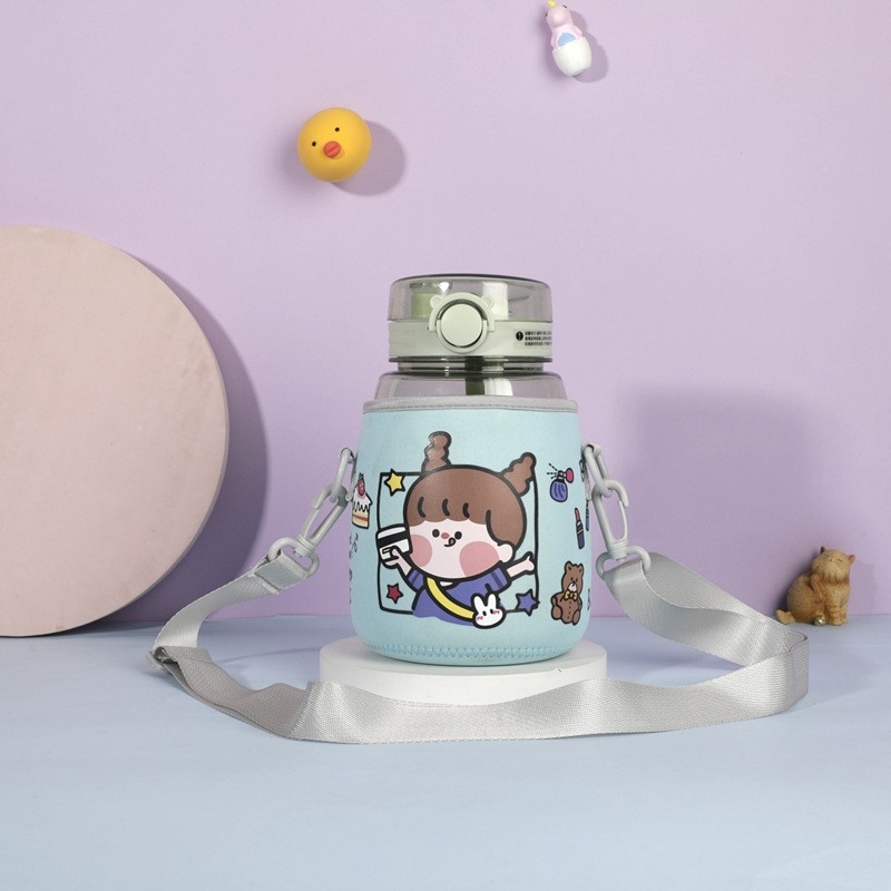 Navlaka za čašu s karikaturnim dizajnom i dijagonalnom naramenicom, platno, tisak logotipa, mogućnost prilagodbe, Gold wheel premium kvaliteta, pakiranje 7x18x29 cm