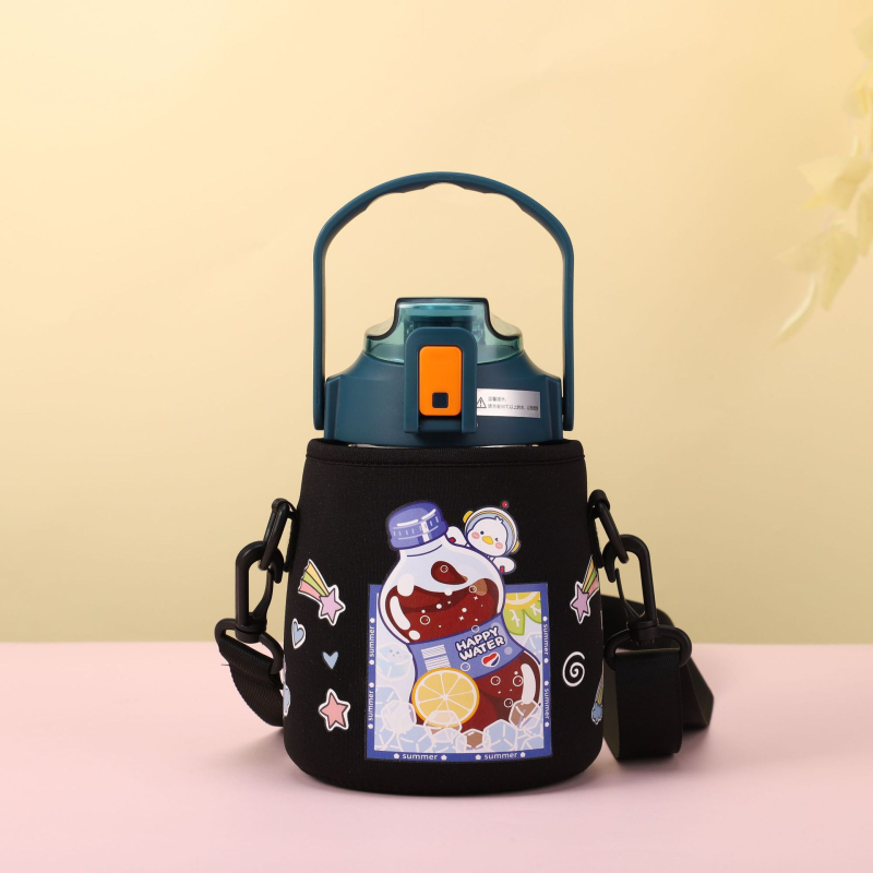 Navlaka za čašu s karikaturnim dizajnom i dijagonalnom naramenicom, platno, tisak logotipa, mogućnost prilagodbe, Gold wheel premium kvaliteta, pakiranje 7x18x29 cm