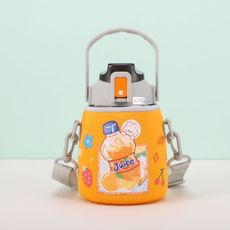 Navlaka za čašu s karikaturnim dizajnom i dijagonalnom naramenicom, platno, tisak logotipa, mogućnost prilagodbe, Gold wheel premium kvaliteta, pakiranje 7x18x29 cm