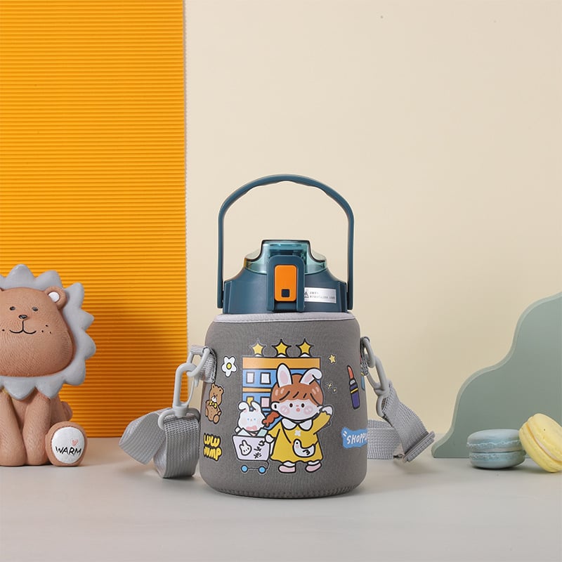 Navlaka za čašu s karikaturnim dizajnom i dijagonalnom naramenicom, platno, tisak logotipa, mogućnost prilagodbe, Gold wheel premium kvaliteta, pakiranje 7x18x29 cm