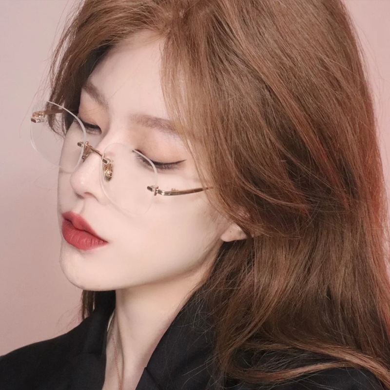 Naočale za čitanje bez okvira, zaštita od plave svjetlosti, okrugli vintage stil, PC leće, model 6006, metalna konstrukcija, pogodne za ovalno lice