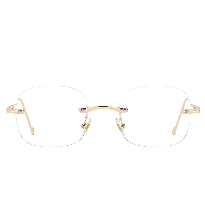 Naočale za čitanje bez okvira, zaštita od plave svjetlosti, okrugli vintage stil, PC leće, model 6006, metalna konstrukcija, pogodne za ovalno lice