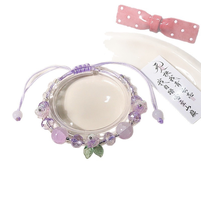 Brățară cu floare din sticlă și lapis lazuli, tricotată manual, unisex, proaspătă și chic, origine Yiwu