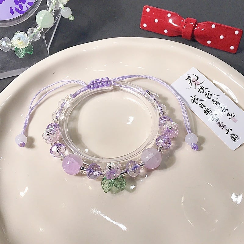 Brățară cu floare din sticlă și lapis lazuli, tricotată manual, unisex, proaspătă și chic, origine Yiwu