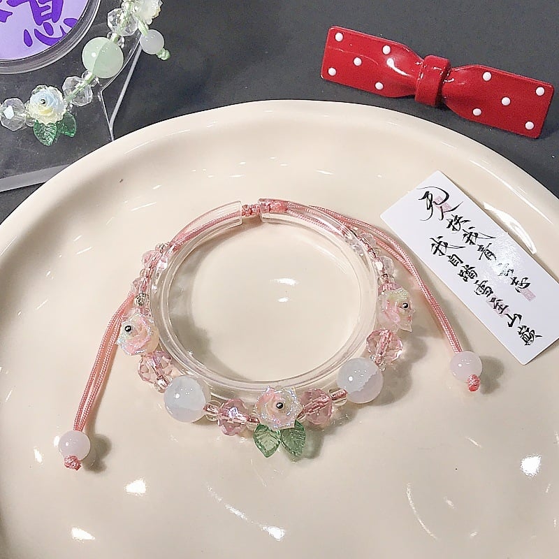 Brățară cu floare din sticlă și lapis lazuli, tricotată manual, unisex, proaspătă și chic, origine Yiwu