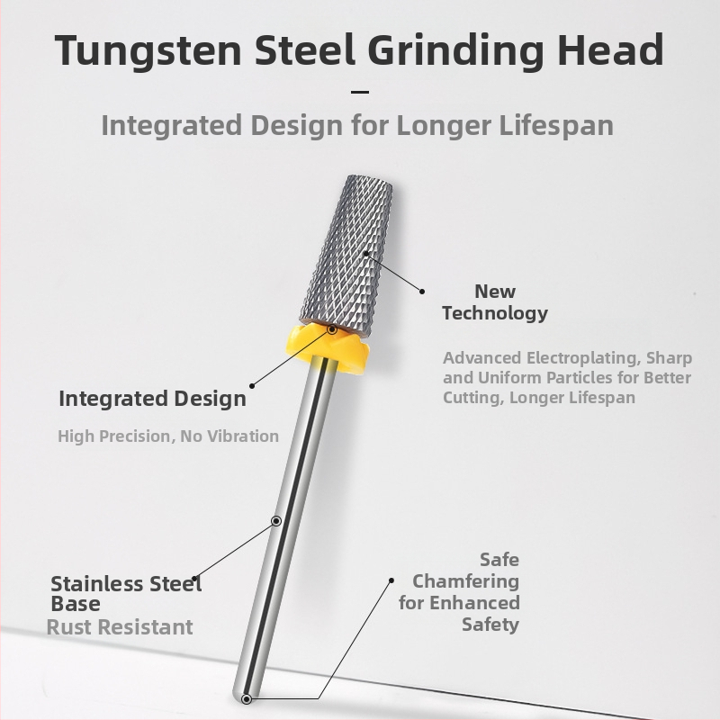 Κεφαλή λείανσης επιφάνειας νυχιών από βολφράμιο ατσάλι; για προετοιμασία και αφαίρεση gel polish; κατασκευή από ανοξείδωτο χάλυβα και βολφράμιο ατσάλι
