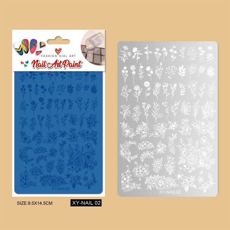 Πλακέτα εκτύπωσης νυχιών από ανοξείδωτο χάλυβα με σχέδιο δαντέλας, πεταλούδας και λουλουδιών σε φιδίνο μοτίβο; ανοξείδωτος χάλυβας; 50 g; διάρκεια ζωής 3 χρόνια