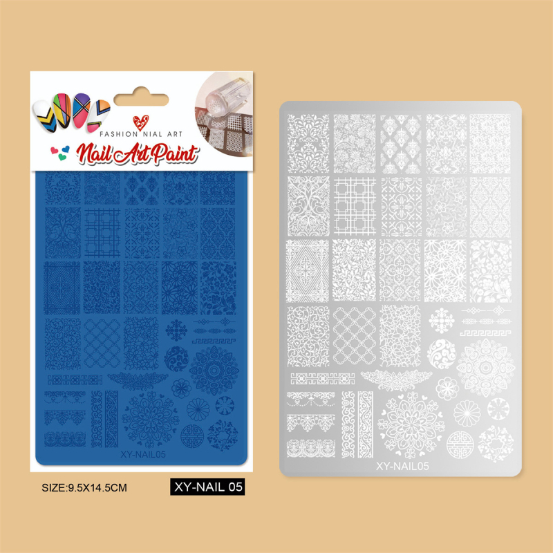 Πλακέτα εκτύπωσης νυχιών από ανοξείδωτο χάλυβα με σχέδιο δαντέλας, πεταλούδας και λουλουδιών σε φιδίνο μοτίβο; ανοξείδωτος χάλυβας; 50 g; διάρκεια ζωής 3 χρόνια