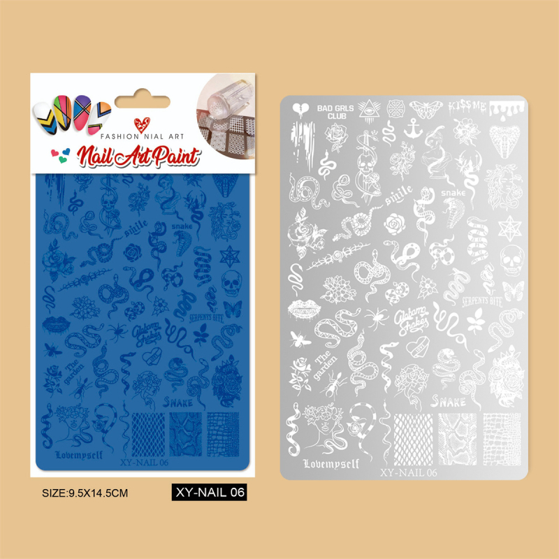 Πλακέτα εκτύπωσης νυχιών από ανοξείδωτο χάλυβα με σχέδιο δαντέλας, πεταλούδας και λουλουδιών σε φιδίνο μοτίβο; ανοξείδωτος χάλυβας; 50 g; διάρκεια ζωής 3 χρόνια