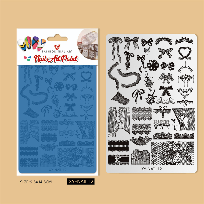 Πλακέτα εκτύπωσης νυχιών από ανοξείδωτο χάλυβα με σχέδιο δαντέλας, πεταλούδας και λουλουδιών σε φιδίνο μοτίβο; ανοξείδωτος χάλυβας; 50 g; διάρκεια ζωής 3 χρόνια