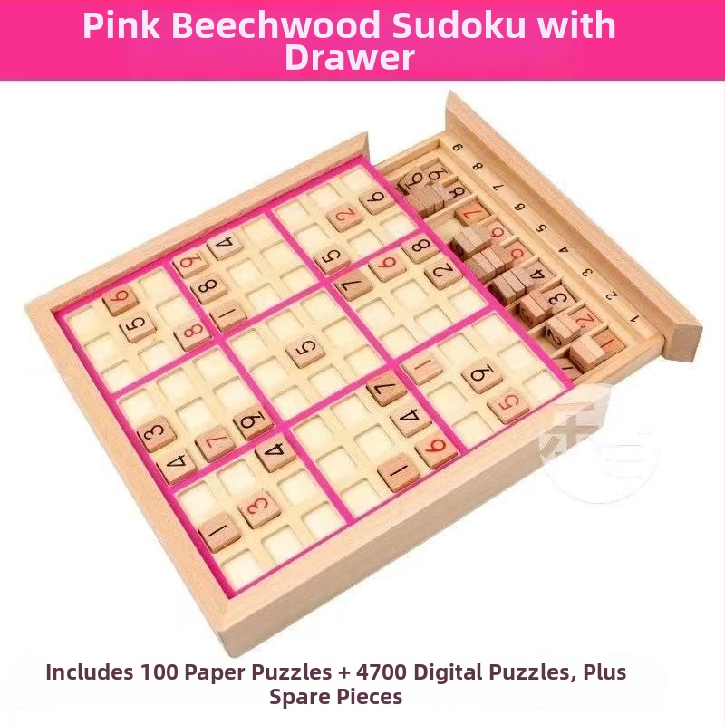 Drveni set Sudoku i društvena igra s mrežama 4×4, 6×6 i 9×9; uključuje Ludo i Gomoku; pet u jednom s kliznim dizajnom za obiteljsku igru
