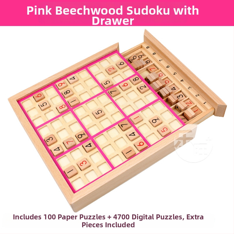 Drveni set Sudoku i društvena igra s mrežama 4×4, 6×6 i 9×9; uključuje Ludo i Gomoku; pet u jednom s kliznim dizajnom za obiteljsku igru