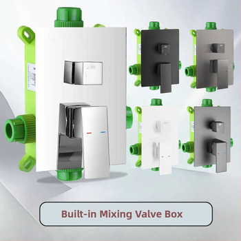 Ugradni tuš set, bakreno tijelo, kvadratni oblik, kromirana završna obrada, funkcije: raspršivanje, kontrola temperature, stalna temperatura, automatsko punjenje