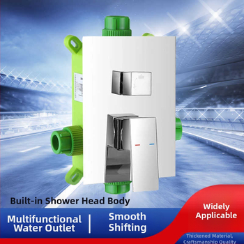 Ugradni tuš set, bakreno tijelo, kvadratni oblik, kromirana završna obrada, funkcije: raspršivanje, kontrola temperature, stalna temperatura, automatsko punjenje