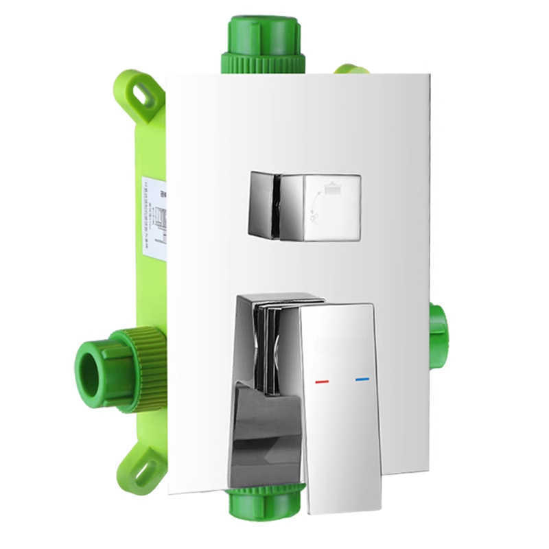 Ugradni tuš set, bakreno tijelo, kvadratni oblik, kromirana završna obrada, funkcije: raspršivanje, kontrola temperature, stalna temperatura, automatsko punjenje