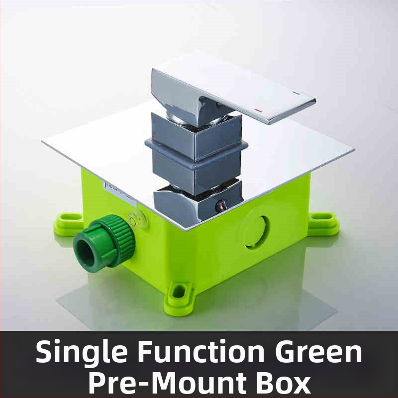 Ugradni tuš set, bakreno tijelo, kvadratni oblik, kromirana završna obrada, funkcije: raspršivanje, kontrola temperature, stalna temperatura, automatsko punjenje