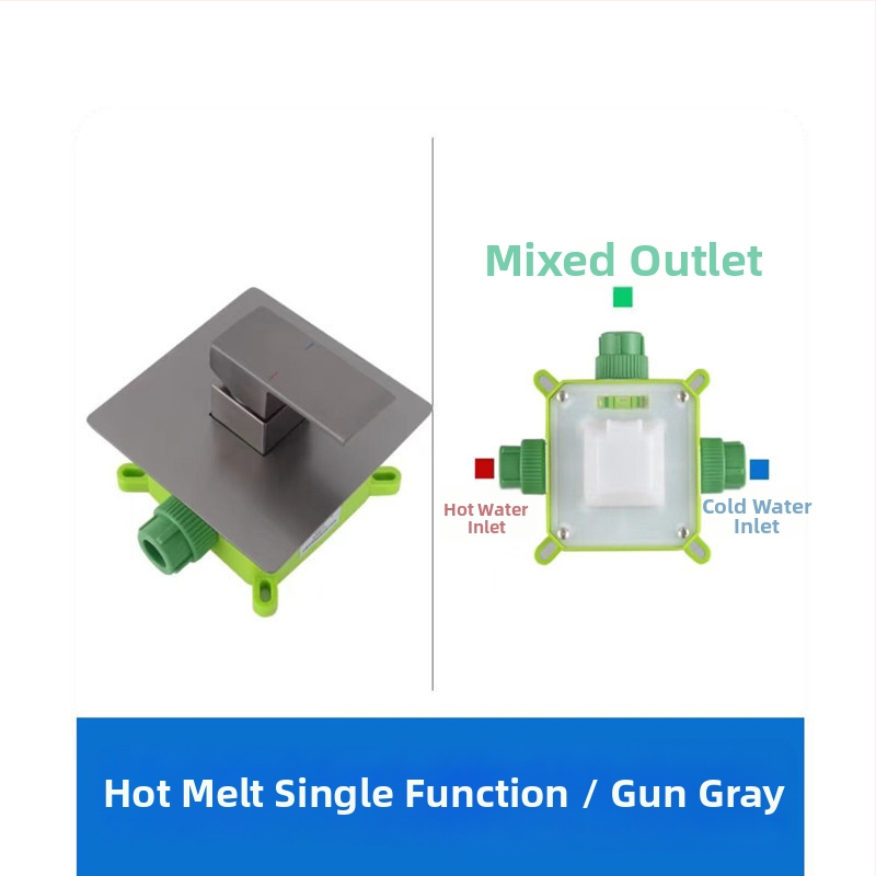 Ugradni tuš set, bakreno tijelo, kvadratni oblik, kromirana završna obrada, funkcije: raspršivanje, kontrola temperature, stalna temperatura, automatsko punjenje