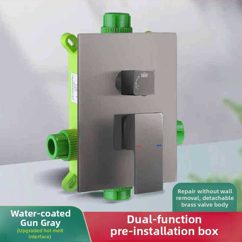 Ugradni tuš set, bakreno tijelo, kvadratni oblik, kromirana završna obrada, funkcije: raspršivanje, kontrola temperature, stalna temperatura, automatsko punjenje